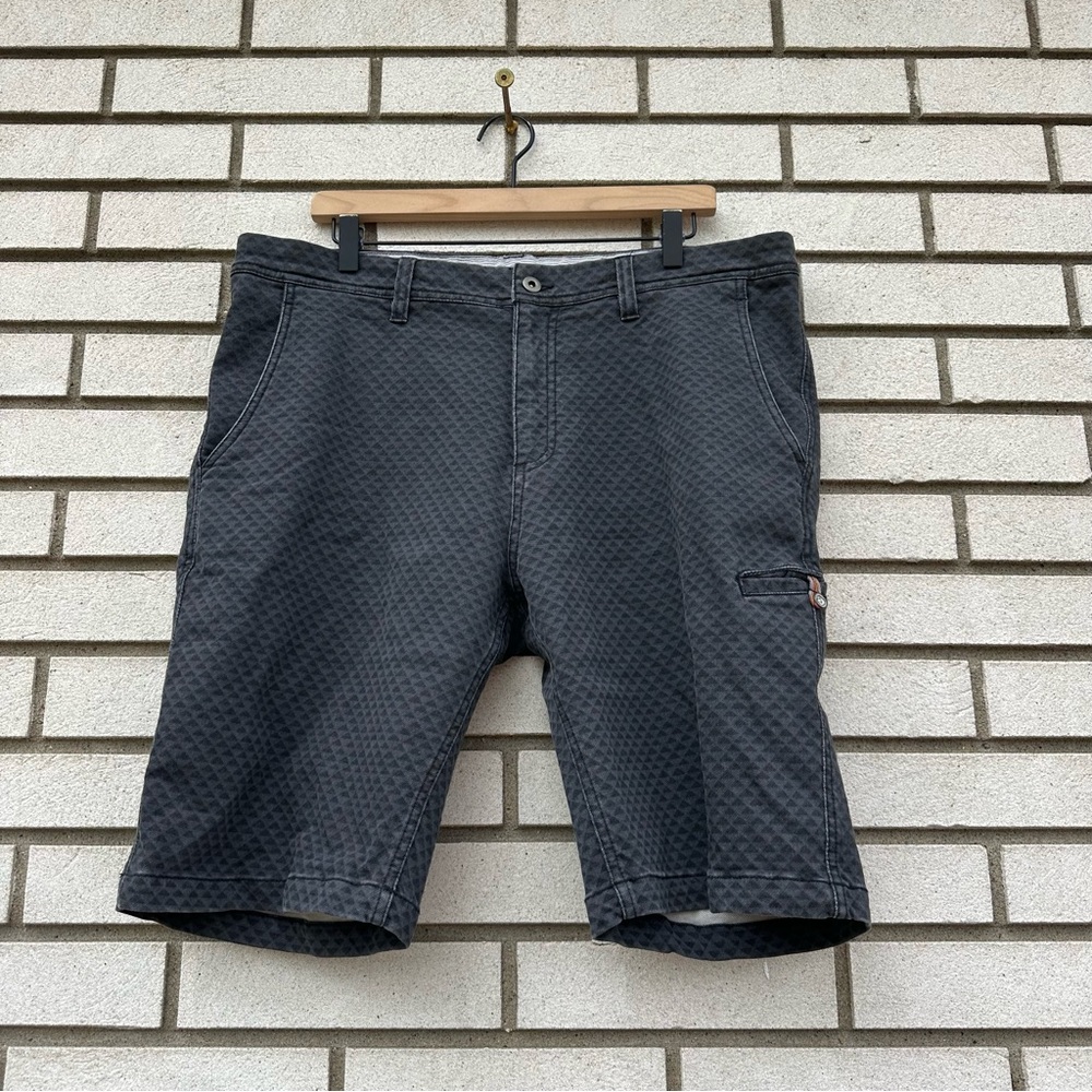 Carbon2Cobalt Gray Geometric Shorts Stretch Chino Casual Golf 36